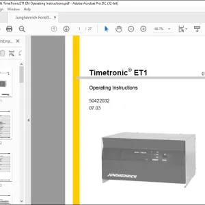 Jungheinrich Forklift Timetronic® ET1 Operating instructions Manual 50422032  -  PDF DOWNLOAD
