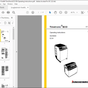 Jungheinrich Forklift Timetronic®ECO Operating Instructions Manual - PDF DOWNLOAD