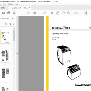 Jungheinrich Forklift Timetronic®ECO Operating Instructions Manual 50258609 -  PDF DOWNLOAD