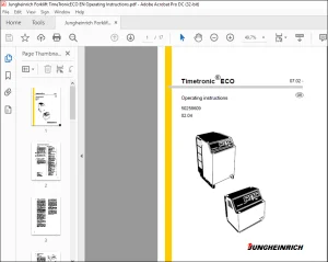 Jungheinrich Forklift Timetronic®ECO Operating instructions Manual 50258609 -  PDF DOWNLOAD