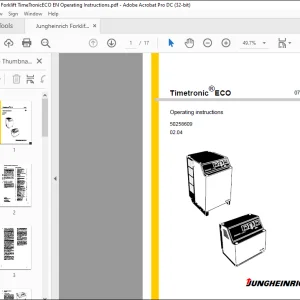 Jungheinrich Forklift Timetronic®ECO Operating instructions Manual 50258609 -  PDF DOWNLOAD