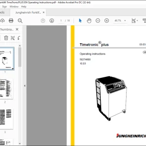 Jungheinrich Forklift Timetronic®plus Operating instructions Manual 50274600 - PDF DOWNLOAD