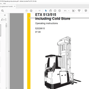 Jungheinrich Forklift Truck ETX 513 ETX 515 including Cold Store Operating Instructions Manual 52029815 - PDF DOWNLOAD