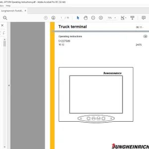 Jungheinrich Forklift Truck terminal 2475 Operating instructions Manual 51227589 - PDF DOWNLOAD