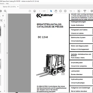 Kalmar DC 2,5-8 ERSATZTEILKATALOG 920936.5068 - PDF DOWNLOAD