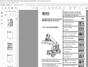 Kalmar DC 4160-4560 RS DC 4160-4560 RC Spare Parts Catalogue Manual 920936.0062 - PDF DOWNLOAD