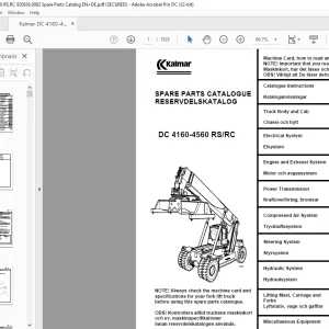 Kalmar DC 4160-4560 RS DC 4160-4560 RC Spare Parts Catalogue Manual 920936.0062 - PDF DOWNLOAD