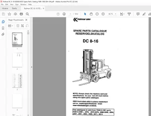 Kalmar DC 8-16 Spare Parts Catalogue Manual 920936.0035 - PDF DOWNLOAD