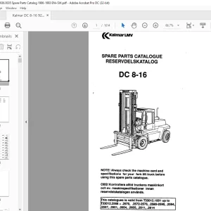 Kalmar DC 8-16 Spare Parts Catalogue Manual 920936.0035 - PDF DOWNLOAD