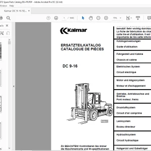 Kalmar DC 9-16 Spare Parts Catalogue Manual 920936.5072 - PDF DOWNLOAD