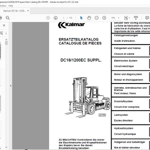 Kalmar DC16-1200EC Supplement Spare Parts Catalogue Manual 920936.5076 - PDF DOWNLOAD