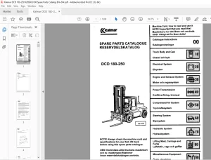 Kalmar DCD 180-250 Spare Parts Catalogue Manual 920936.0106 - PDF DOWNLOAD