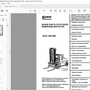 Kalmar DCD 180-250 Spare Parts Catalogue Manual 920936.0106 - PDF DOWNLOAD