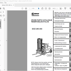 Kalmar DCD 280-450 Spare Parts Catalogue Manual 920936.0107 - PDF DOWNLOAD