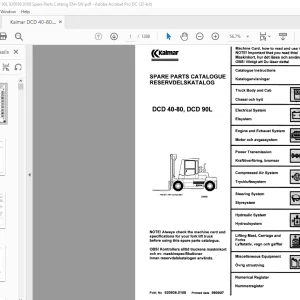 Kalmar DCD 40-80, DCD 90L Spare Parts Catalogue Manual 920936.0108 - PDF DOWNLOAD