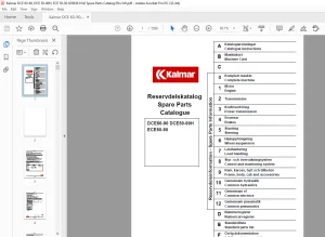 Kalmar DCE60-90 DCE50-90H ECE50-90 Spare Parts Catalogue Manual - PDF DOWNLOAD