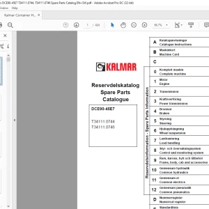 Kalmar DCE90-45E7 T34111.0744 T34111.0746 Spare Parts Catalogue Manual - PDF DOWNLOAD