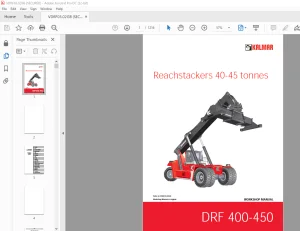 Kalmar DRF 400-450 Reachstackers 40-45 Tonnes Workshop Manual VDRF03.02GB - PDF DOWNLOAD
