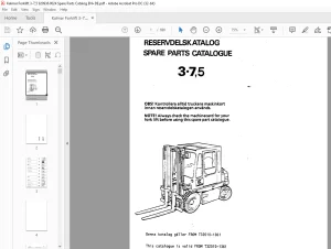 Kalmar Forklift 3-7,5 Spare Parts Catalogue Manual 920936.00240 - PDF DOWNLOAD