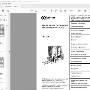 Kalmar Forklift Truck EC 2-8 Technical Handbook Manual 920936.0069 - PDF DOWNLOAD
