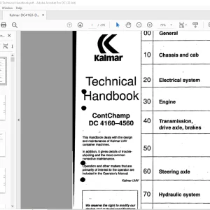Kalmar LMV DC 4160 - DC 4560 Technical Handbook Manual - PDF DOWNLOAD