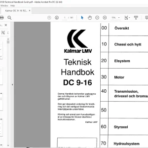 Kalmar LMV DC 9-16 Teknish Handbok Manual - PDF DOWNLOAD (Swedish)