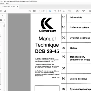Kalmar LMV DCB 28-45 Manuel Technique 920937-9116 - PDF DOWNLOAD (French)