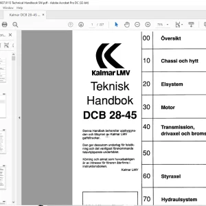 Kalmar LMV DCB 28-45 Teknisk Handbok Manual 920937-9113 - PDF DOWNLOAD (Swedish)