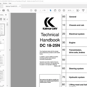 Kalmar LMV Forklift DC 18-25N Technical Handbook Manual - PDF DOWNLOAD