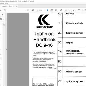 Kalmar LMV Forklift Truck DC 9-16 Technical Handbook Manual - PDF DOWNLOAD