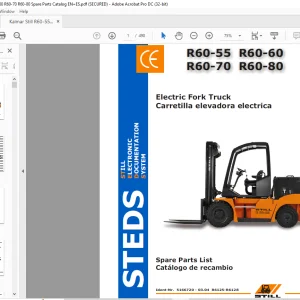 Kalmar Still R60-55 R60-60 R60-70 R60-80 Electric Fork Truck Spare Parts Manual - PDF DOWNLOAD