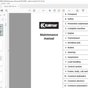 Kalmar ⁯DRF 400-450 Maintenance Manual UDRF01.04GB - PDF DOWNLOAD