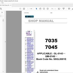 Kobelco 7035 7045 Shop Manual S5GL0001E - PDF DOWNLOAD
