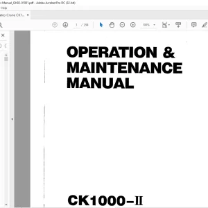 Kobelco CK1000-II Crawler Crane Operation & Maintenance Manual S2GH10001ZE01 - PDF DOWNLOAD