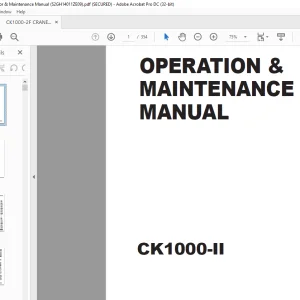 Kobelco CK1000-II Crawler Crane Operation & Maintenance Manual S2GH14011ZE09 - PDF DOWNLOAD
