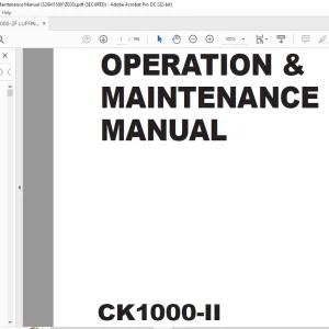 Kobelco CK1000-II (Luffing) Crawler Crane Operation & Maintenance Manual S2GH15001ZE03 - PDF DOWNLOAD
