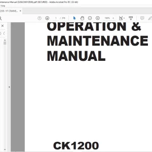 Kobelco CK1200 Crawler Crane Operation & Maintenance Manual S2GK23011ZE09 - PDF DOWNLOAD