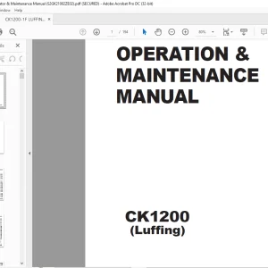 Kobelco CK1200 (Luffing) Crawler Crane Operation & Maintenance Manual S2GK21002ZE02 - PDF DOWNLOAD