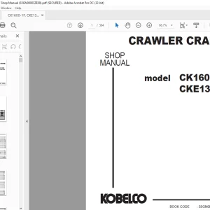 Kobelco CK1600 CKE1350 Crawler Crane Shop Manual S5GN00003ZE08 - PDF DOWNLOAD