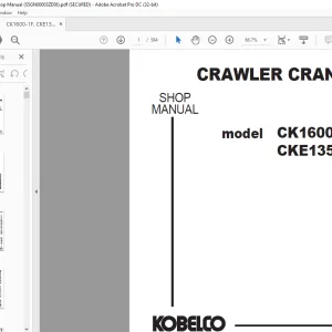 Kobelco CRAWLER CRANE CK1600 CKE1350 Shop Manual S5GN00003ZE08 - PDF DOWNLOAD