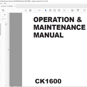 Kobelco CK1600 Crawler Crane Operation & Maintenance Manual S2GN00003ZE10 - PDF DOWNLOAD