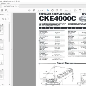 Kobelco CKE4000C HYDRAULIC CRAWLER CRANE Load Chart Manual - PDF DOWNLOAD