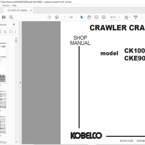 Kobelco CRAWLER CRANE CK1000-II CKE900 SHOP MANUAL S5GH00002ZE04 - PDF DOWNLOAD