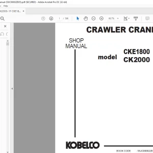 Kobelco CRAWLER CRANE CKE1800 CK2000 SHOP MANUAL S5JC00002ZE05 - PDF DOWNLOAD