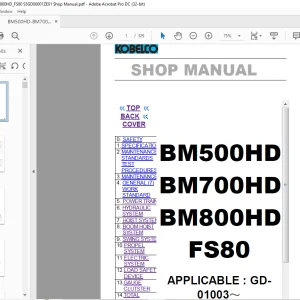 Kobelco Crane BM500HD BM700HD BM800HD FS80 Shop Manual S5GD00001ZE01 - PDF DOWNLOAD