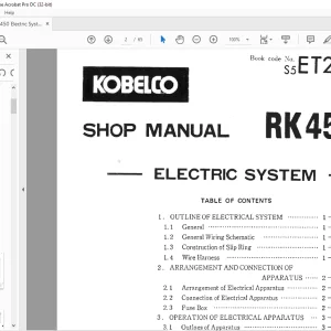 Kobelco RK450 ELECTRIC SYSTEM SHOP MANUAL -  PDF DOWNLOAD