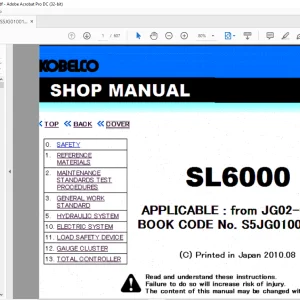 Kobelco SL6000 Shop Manual S5JG01001ZE05 - PDF DOWNLOAD