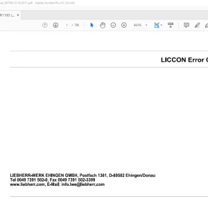 LIEBHERR L TR-1100 LICCON Error Code Manual 097500 -  PDF DOWNLOAD