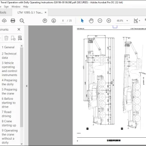 LIEBHERR LTM 1095-5.1 Travel Operation with Dolly Operating Instrustion  Manual  - PDF DOWNLOAD