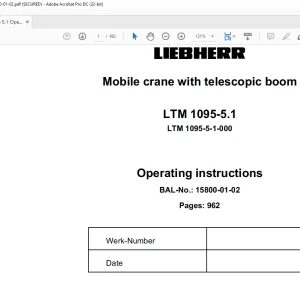 LIEBHERR  Mobile crane with telescopic boom LTM 1095-5.1 Operating instructions Manual - PDF DOWNLOAD